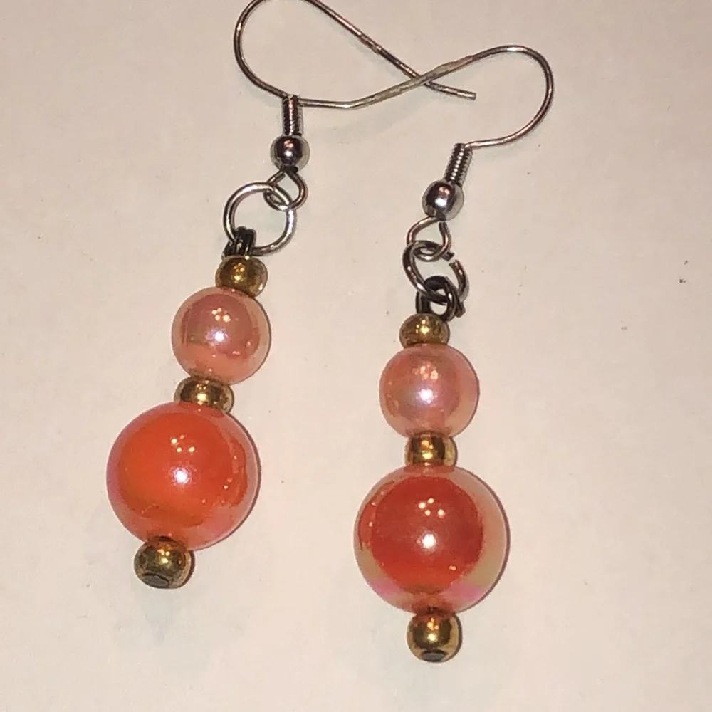 Elegant Orange Rainbow Coated Boho Beaded Earrings